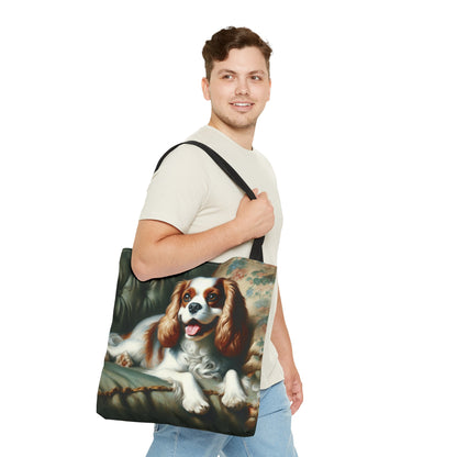 Cavalier King Charles Spaniel on Sofa - Tote Bag