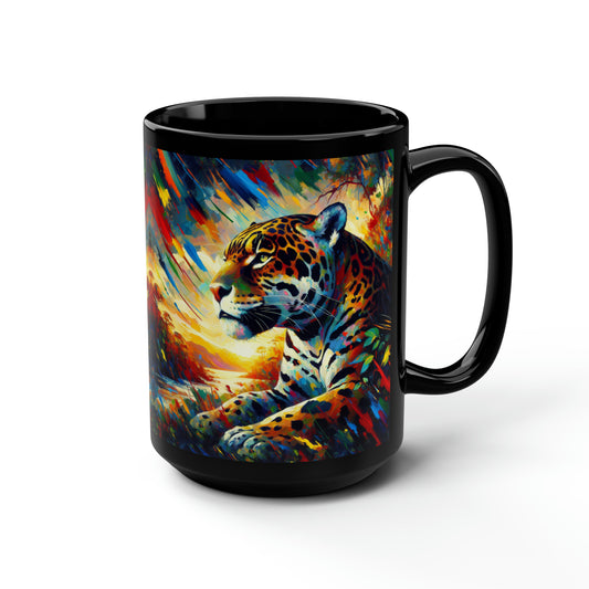 Jaguar Sunset - Black Mug, 15oz