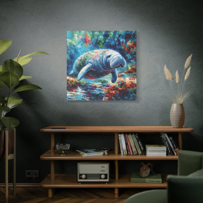 Manatee Garden Expressionist Canvas Art Print