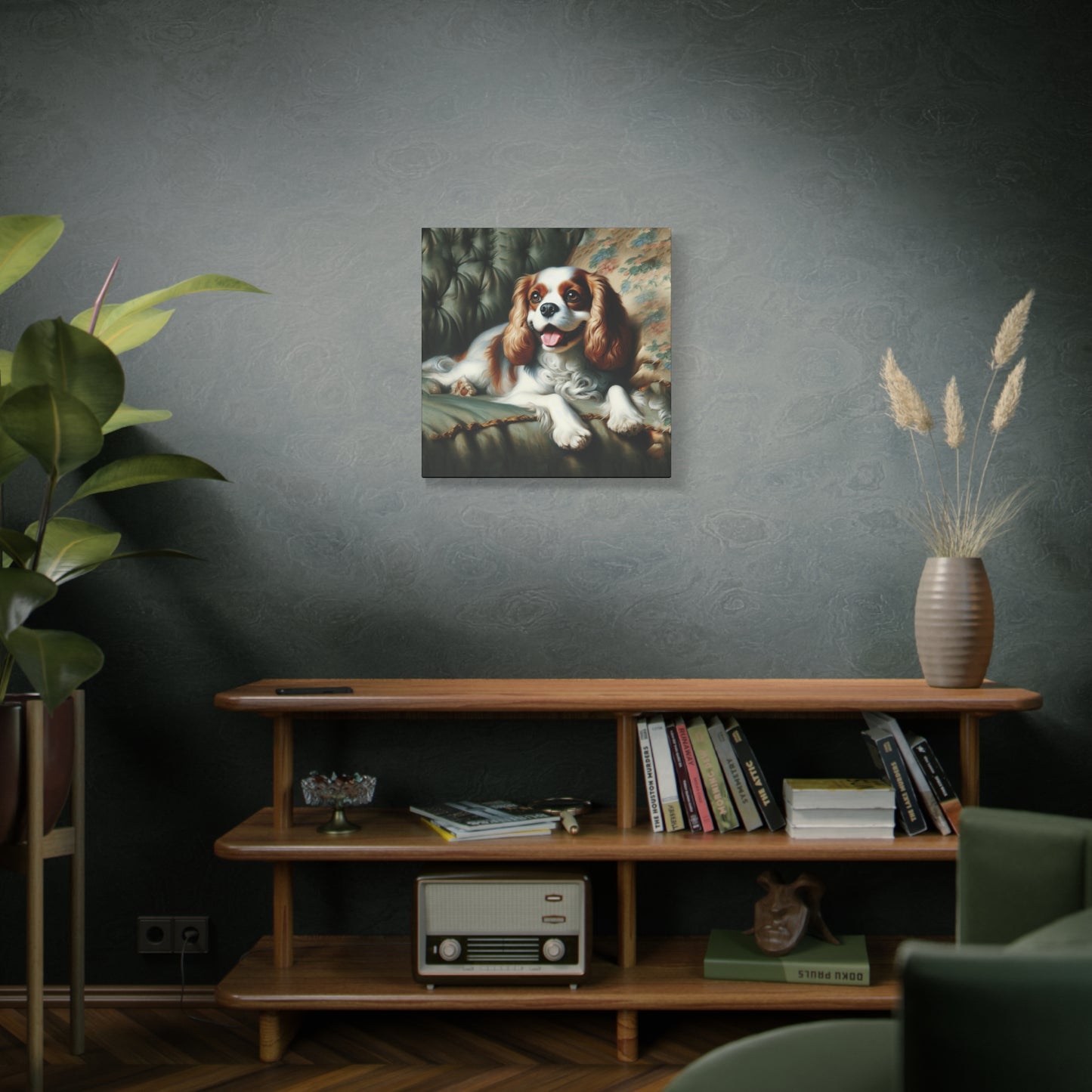 Cavalier King Charles Spaniel on Sofa Impressionist Canvas Art Print