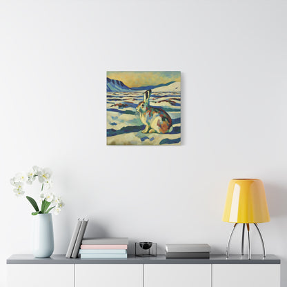 Arctic Hare on the Tundra, Expressionist Style Canvas Art Print