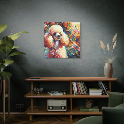 Cream Poodle with Pearls Expressionist Canvas Art Print