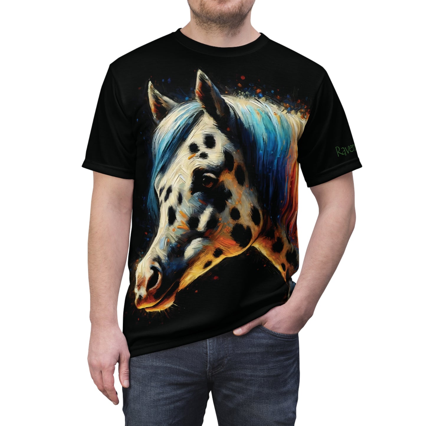 Appaloosa Horse Portrait Vibrant Art Tee | Colorful Unisex Cut & Sew T-Shirt, Wildlife Apparel, Unique Graphic Tee, Birthday Gift