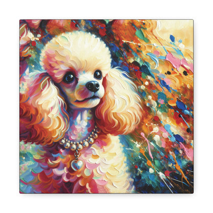 Cream Poodle with Pearls Expressionist Canvas Art Print
