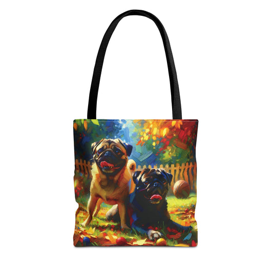 Pug Buddies - Impressionist Art Style Tote Bag