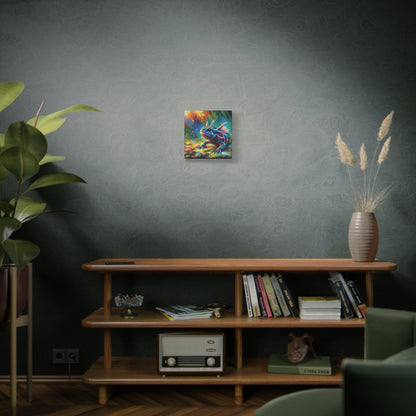 Axolotl Expressionist Art on Square Canvas