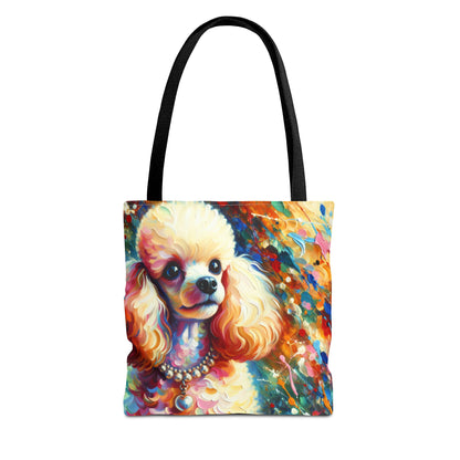 Cream Poodle with Pearls Tote Bag