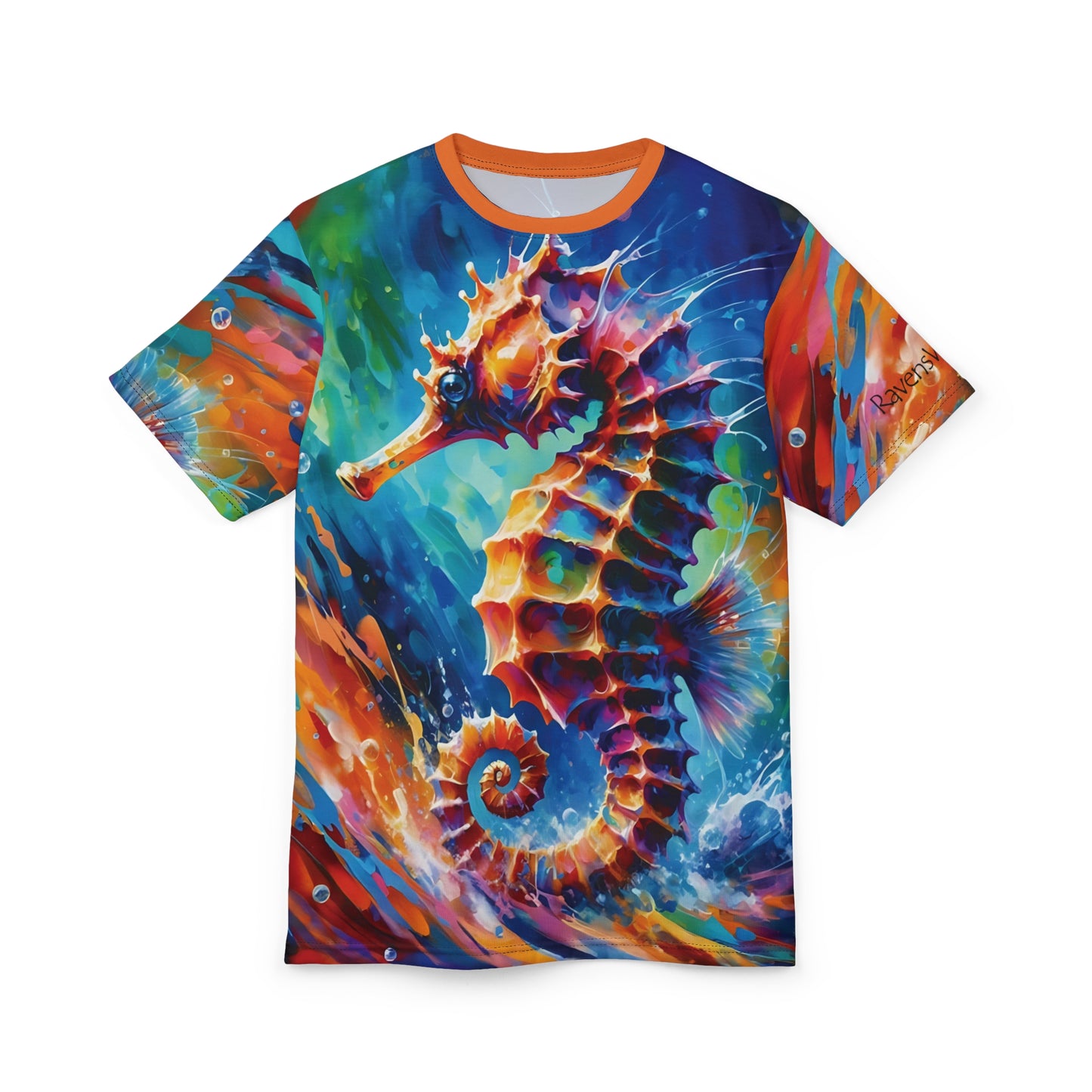 Expressionist Seahorse Unisex Cut & Sew All Over Print Tee
