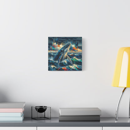 Humpback Breaching Expressionist Canvas Art Print