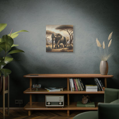 African Elephant Family Canvas Art Print