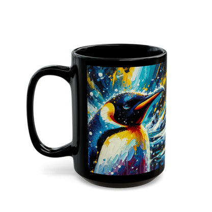 Emperor Penguin in Snowfall - Black Mug (11oz, 15oz)