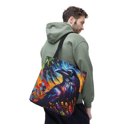 Colorful Raven Portrait Tote Bag - Stylish and Functional for Corvid Lovers