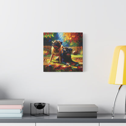 Pug Buddies Expressionist Canvas Art Print