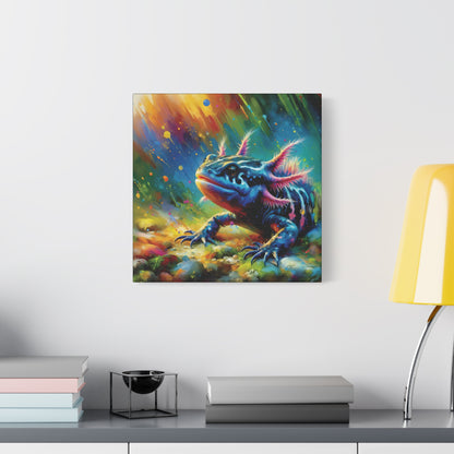 Axolotl Expressionist Art on Square Canvas