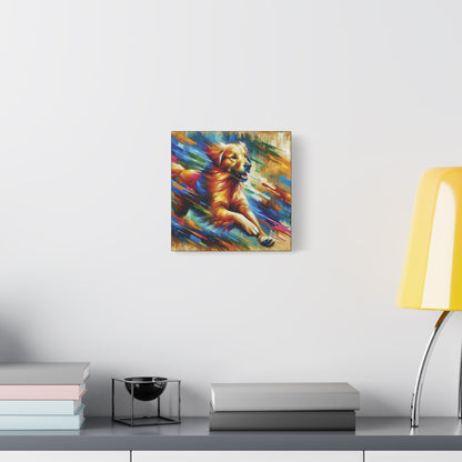 Golden Retriever Greeting Expressionist Canvas Art Print