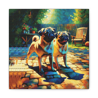 Fawn Pugs Expressionist Canvas Art Print