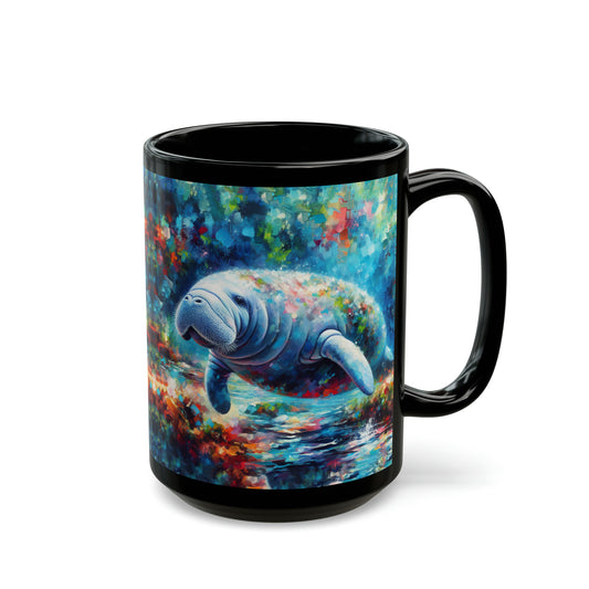 Manatee Garden - Black Mugs (11oz, 15oz)