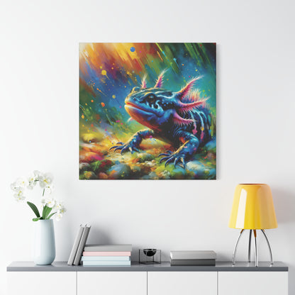 Axolotl Expressionist Art on Square Canvas