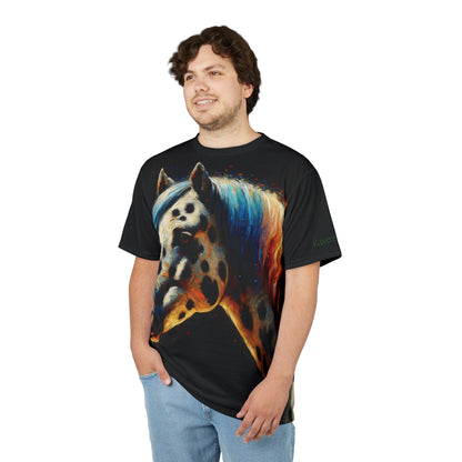 Appaloosa Horse Portrait Vibrant Art Tee | Colorful Unisex Cut & Sew T-Shirt, Wildlife Apparel, Unique Graphic Tee, Birthday Gift