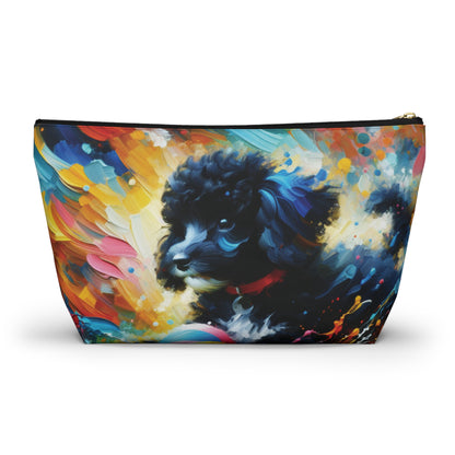 Black and White Poodle T-bottom Pouch | Perfect for Dog Lovers, Travel Accessory, Makeup Bag, Organizer