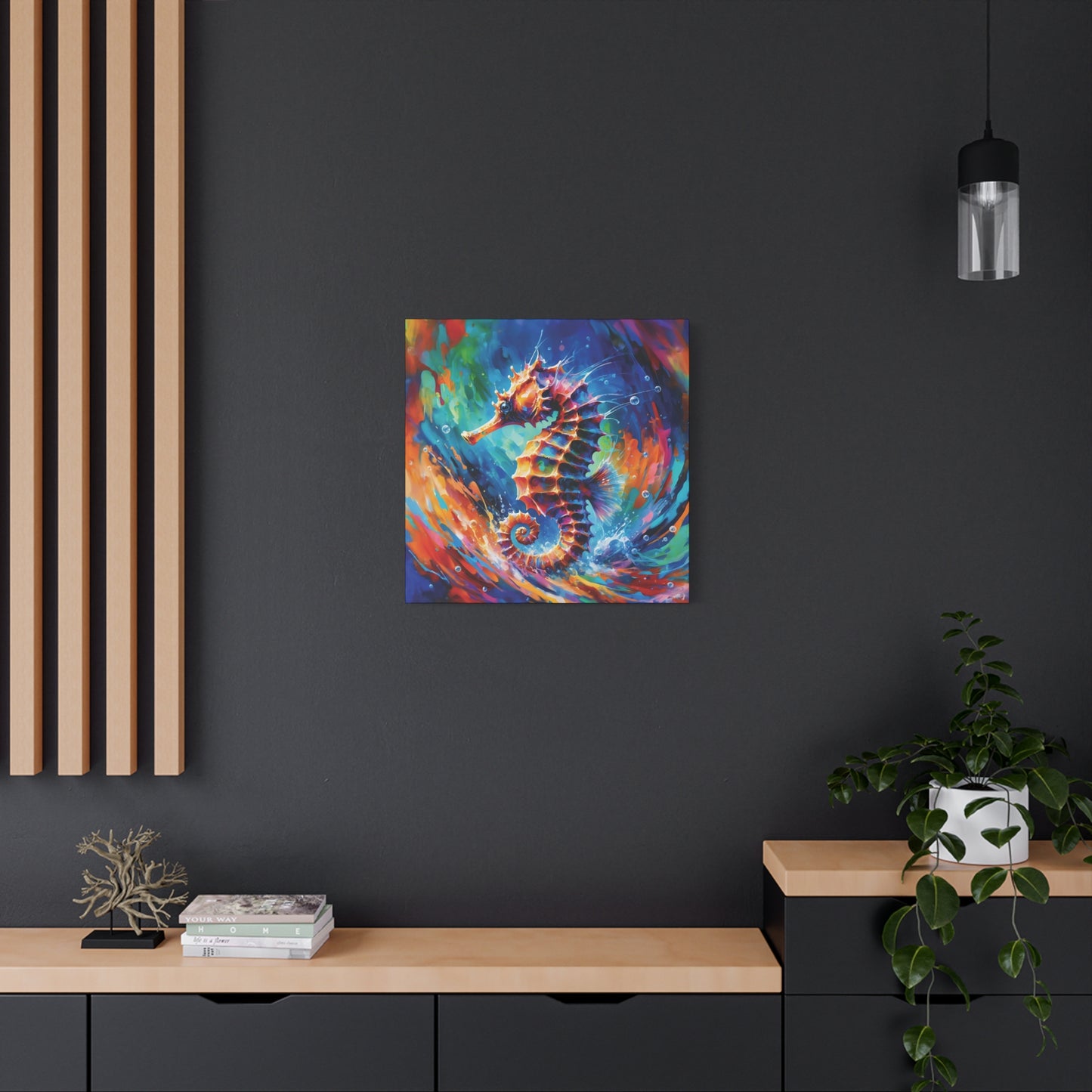 Expressionist Seahorse Canvas Wall Art - Stunning Aquatic Print