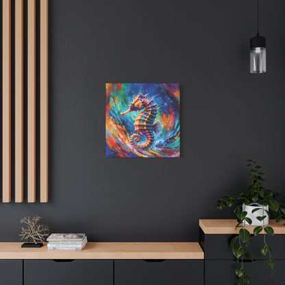 Expressionist Seahorse Canvas Wall Art - Stunning Aquatic Print