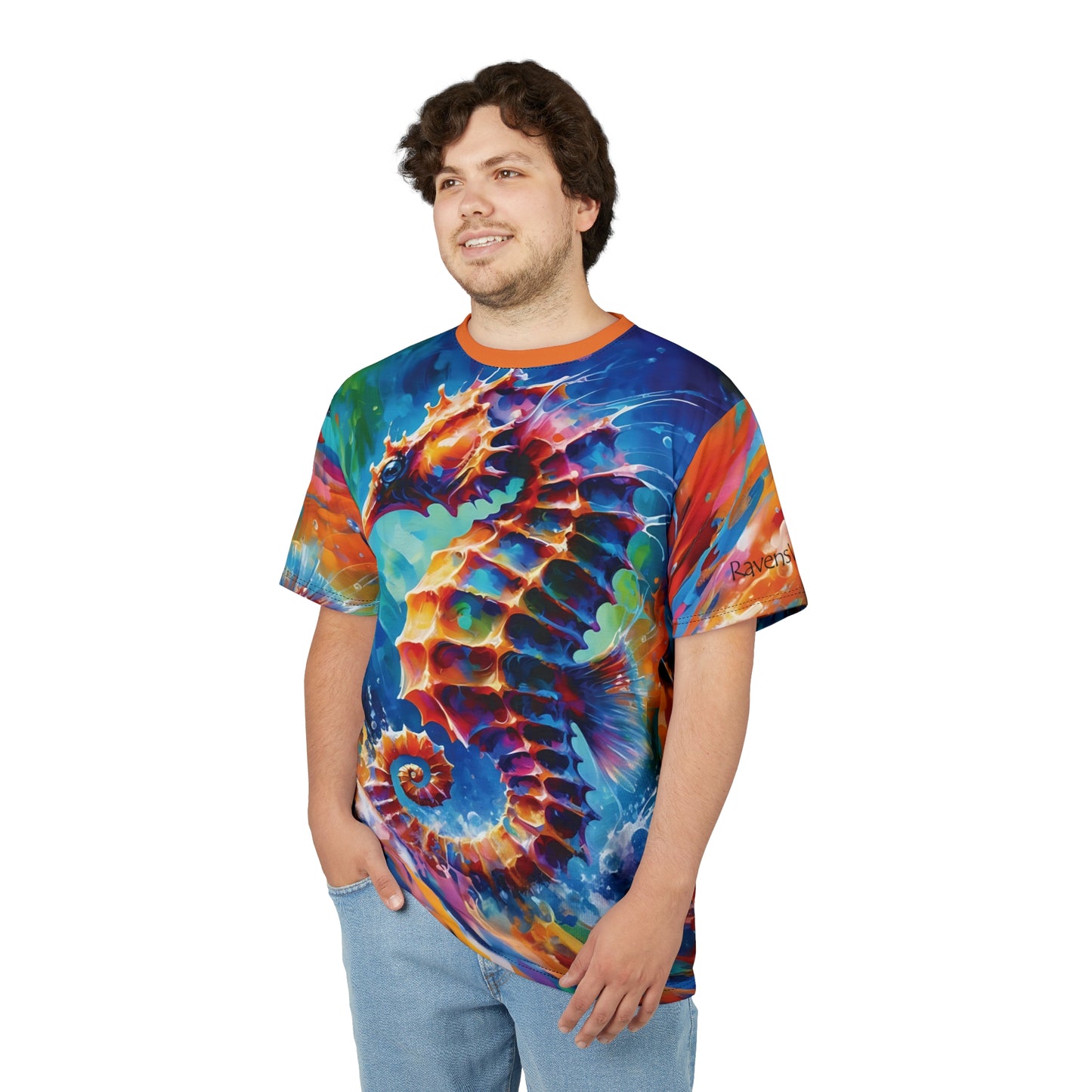 Expressionist Seahorse Unisex Cut & Sew All Over Print Tee