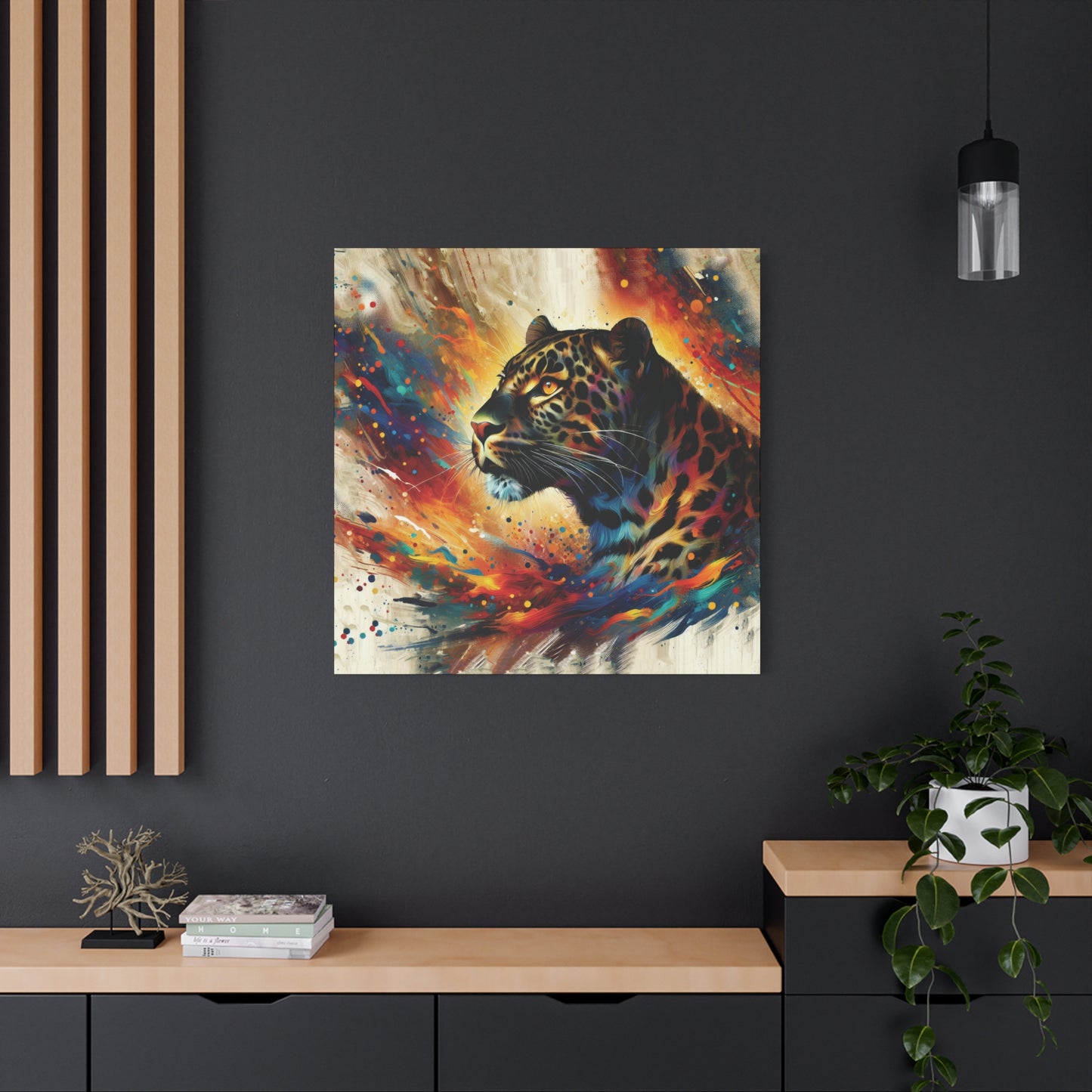 Canvas Wall Art - Stunning Leopard in Colorful Contemporary Art Style