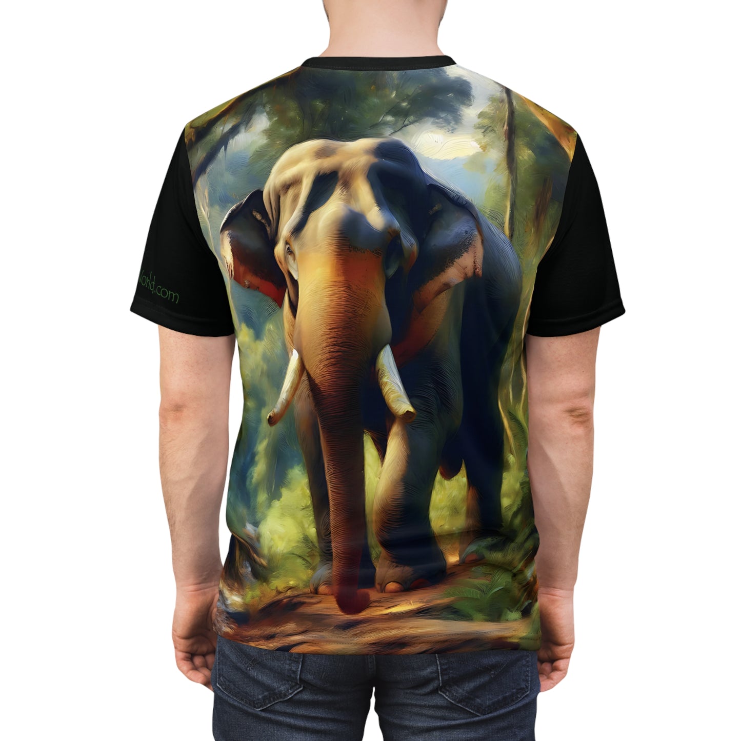 Asiatic Bull Elephant Vibrant Art Tee | Colorful Unisex Cut & Sew T-Shirt, Wildlife Apparel, Unique Graphic Tee, Birthday Gift