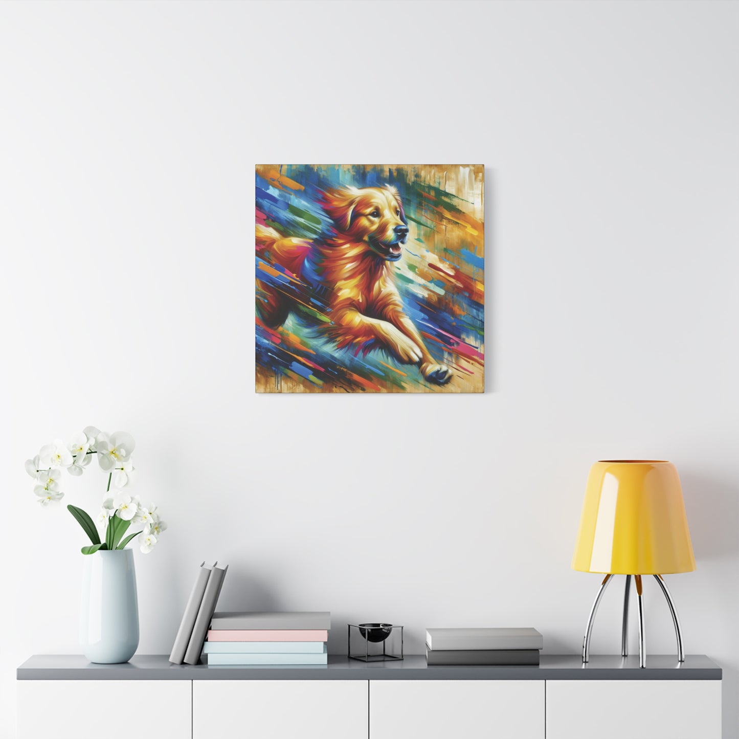 Golden Retriever Greeting Expressionist Canvas Art Print