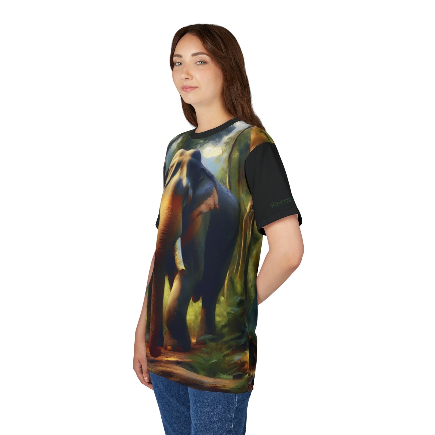 Asiatic Bull Elephant Vibrant Art Tee | Colorful Unisex Cut & Sew T-Shirt, Wildlife Apparel, Unique Graphic Tee, Birthday Gift