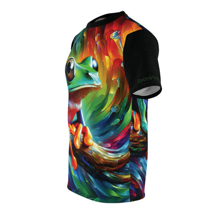 Treefrog Swirl Art Tee | Colorful Unisex Cut & Sew T-Shirt, Wildlife Apparel, Unique Graphic Tee