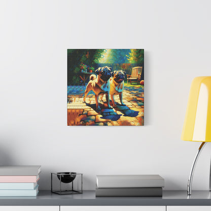 Fawn Pugs Expressionist Canvas Art Print