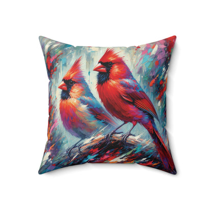 Early Winter Cardinal Pair - Square Pillow