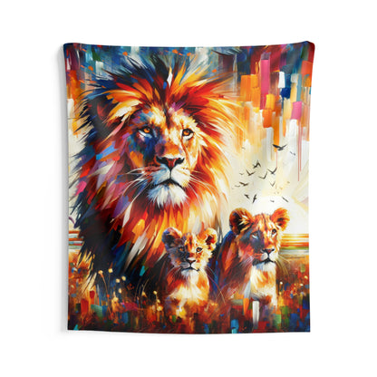 Lion Family Indoor Wall Tapestries