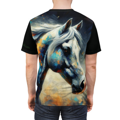 Dapple Grey Mare Vibrant Art Tee | Colorful Unisex Cut & Sew T-Shirt, Wildlife Apparel, Unique Graphic Tee, Birthday Gift