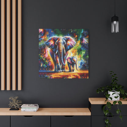 Celebrate Elephants! Expressionist Canvas Art Print