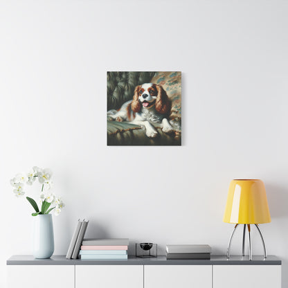 Cavalier King Charles Spaniel on Sofa Impressionist Canvas Art Print