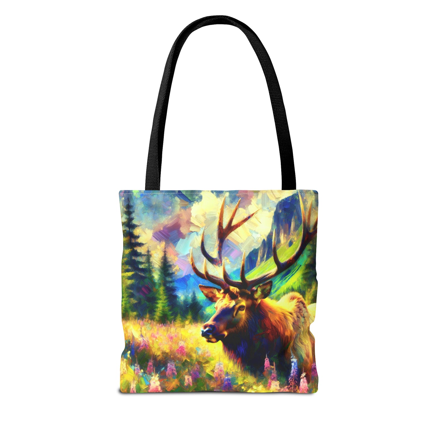 Bull Elk in Mountain Meadow - Tote Bag