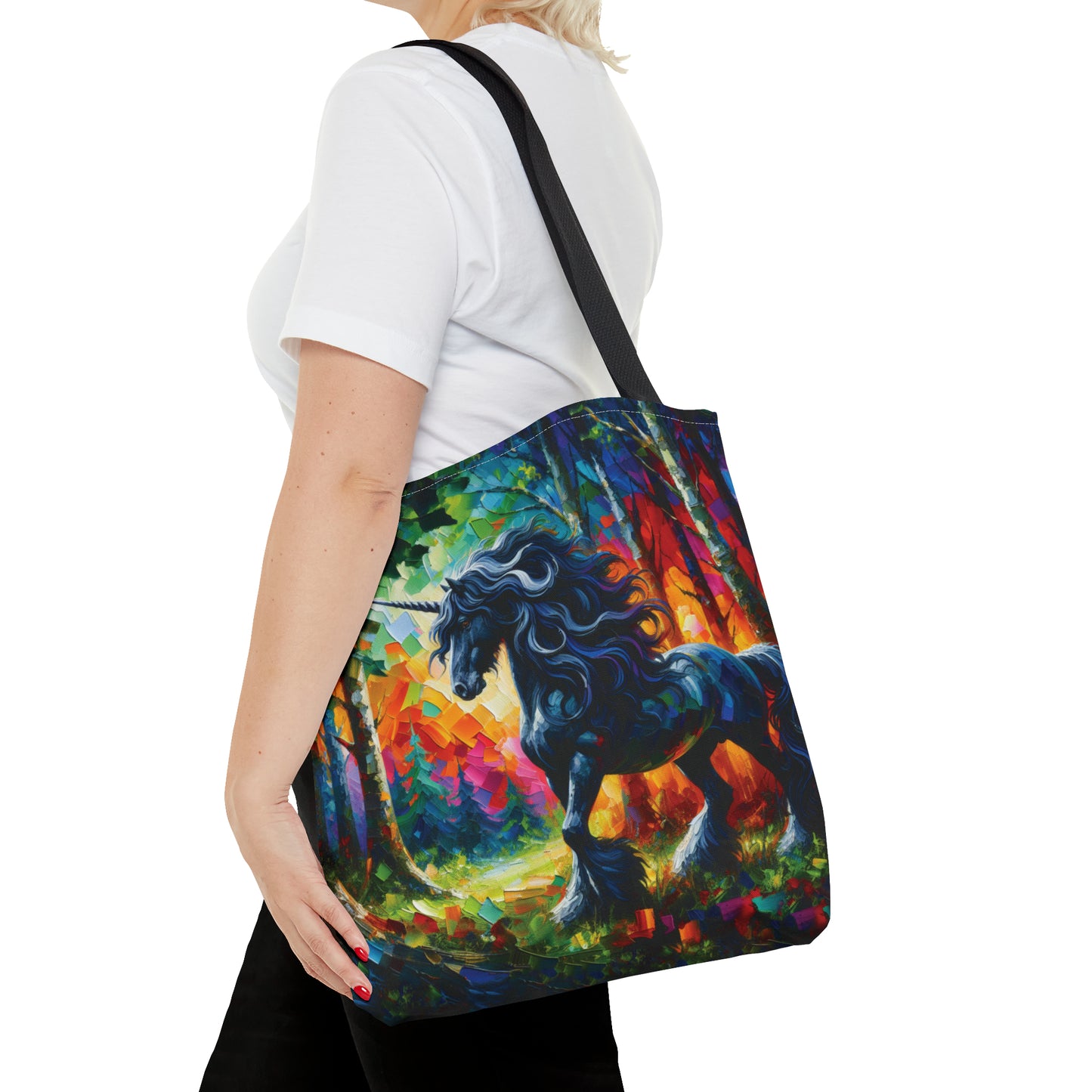 Elegant Black Stallion Unicorn - Tote Bag