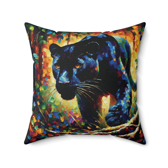 Black Panther Stalking -  Square Pillow