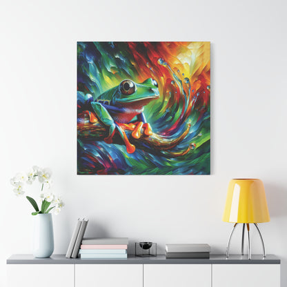 Treefrog Swirl Expressionist Canvas Art Print