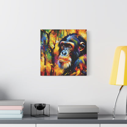 Curious Bonobo Expressionist Canvas Art Print