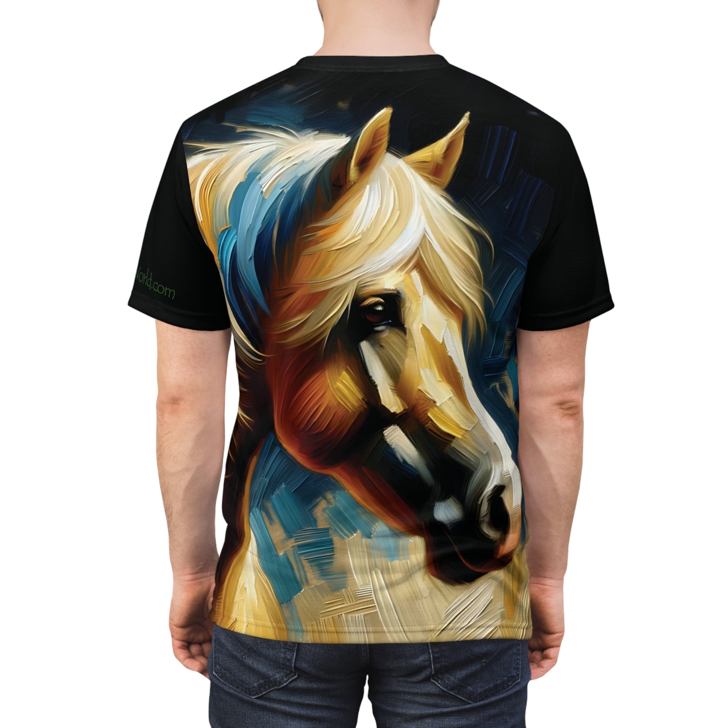 Palomino Horse Portrait Vibrant Art Tee | Colorful Unisex Cut & Sew T-Shirt, Wildlife Apparel, Unique Graphic Tee, Birthday Gift