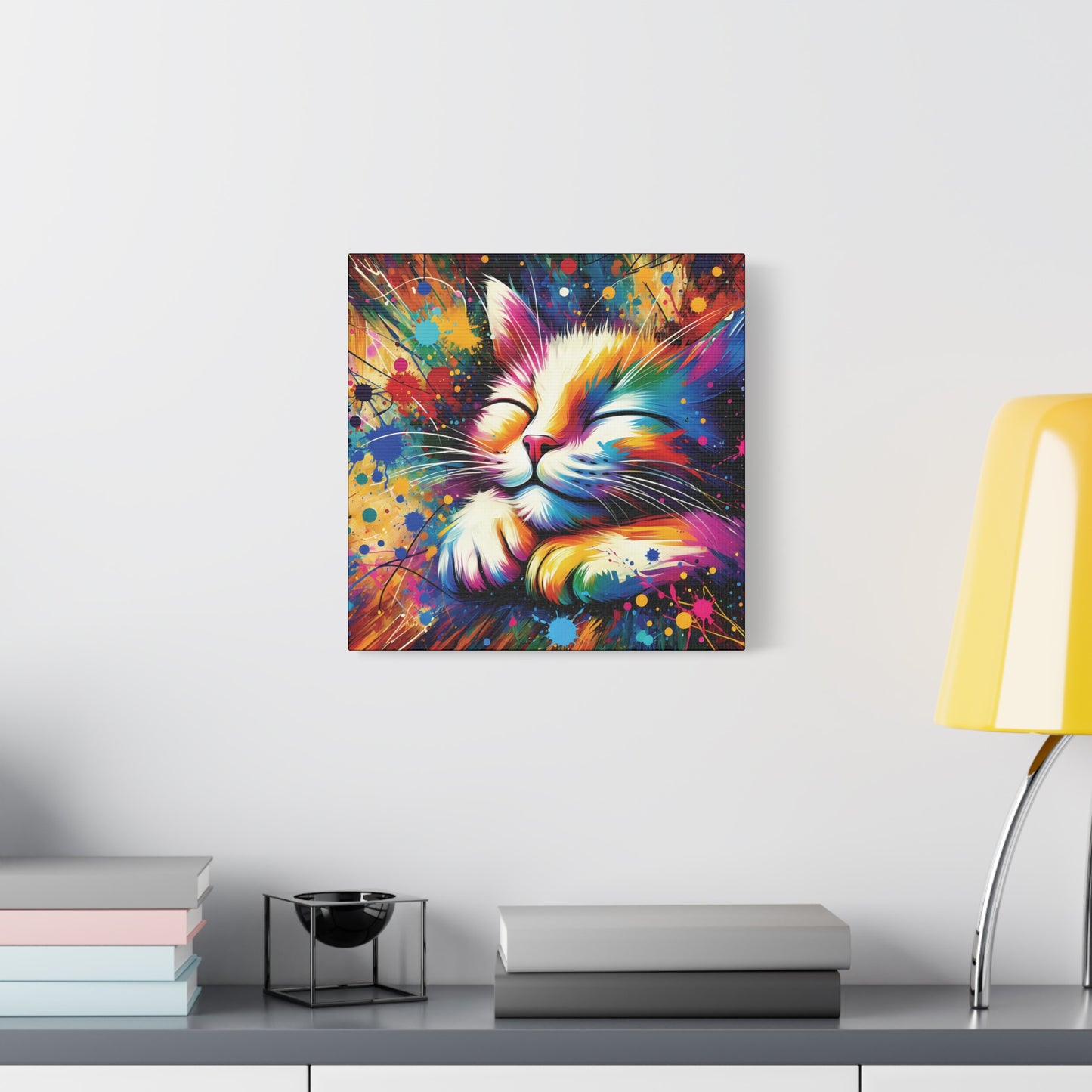 Canvas Wall Art - Contented Cat - Modern Impressionist Art Style