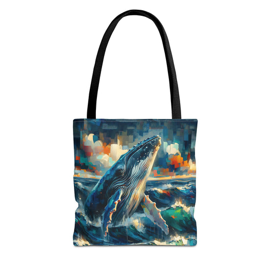 Humpback Breaching - Impressionist Art Style Tote Bag