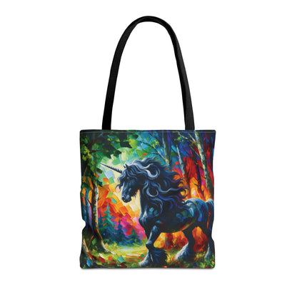 Elegant Black Stallion Unicorn - Tote Bag