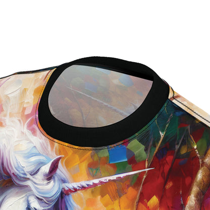 Unicorn Dad Meets Daughter Art Tee | Colorful Unisex Cut & Sew T-Shirt, Wildlife Apparel, Unique Graphic Tee