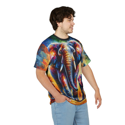 Celebrate Elephants! Vibrant Art Tee | Colorful Unisex Cut & Sew T-Shirt, Wildlife Apparel, Unique Graphic Tee, Birthday Gift