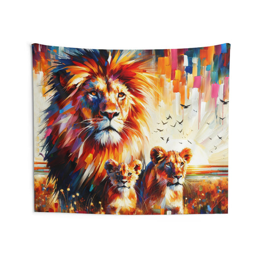 Lion Family Indoor Wall Tapestries